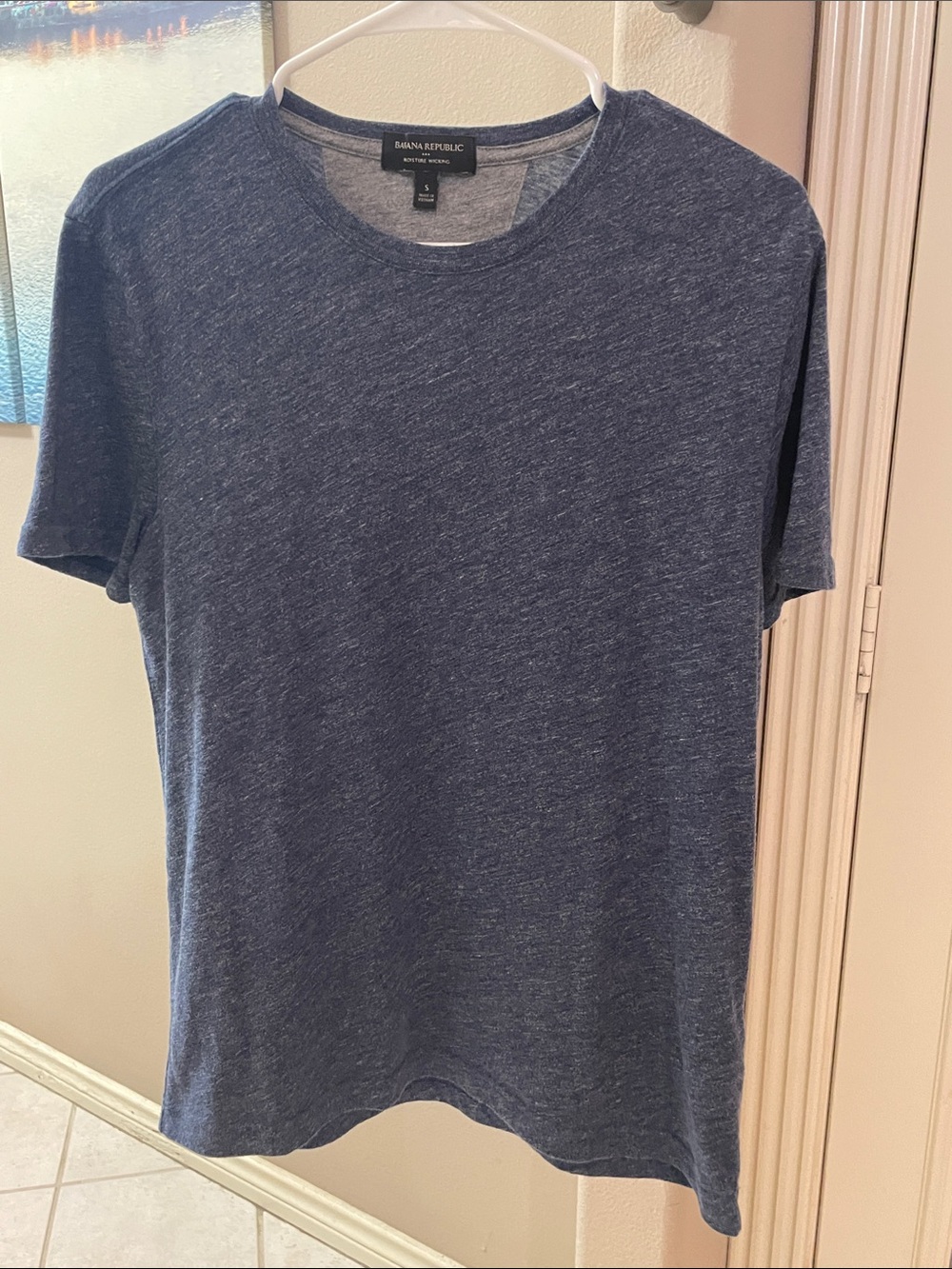 Banana Republic Men's Heathered Navy Short Sleeve Crew Tee